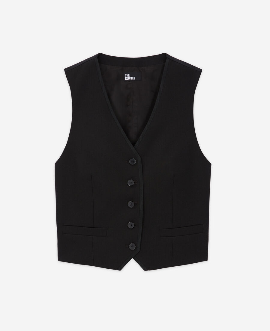 The Kooples WOMEN BLACK WHITE black wool suit vest