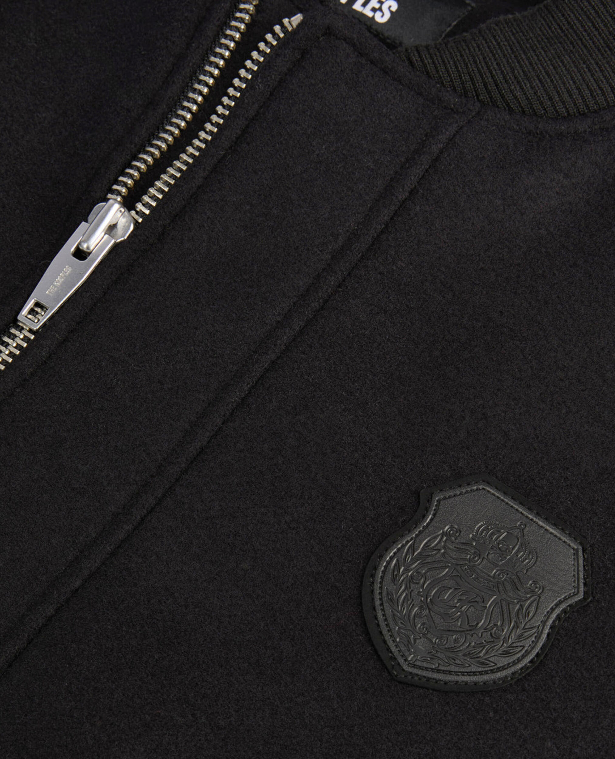 Black double-faced wool and leather jacket, BLACK, hi-res image number null