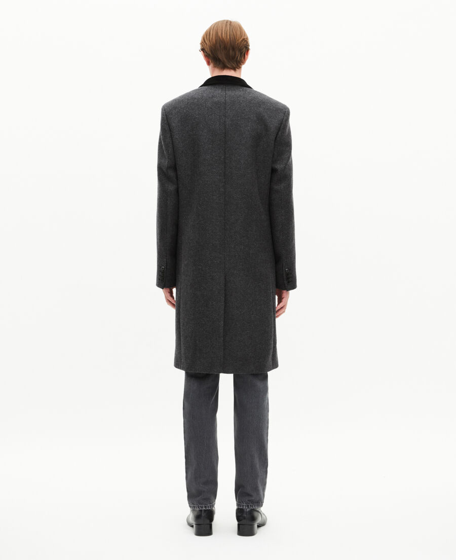 The Kooples MEN ANTHRACITE long charcoal gray wool coat