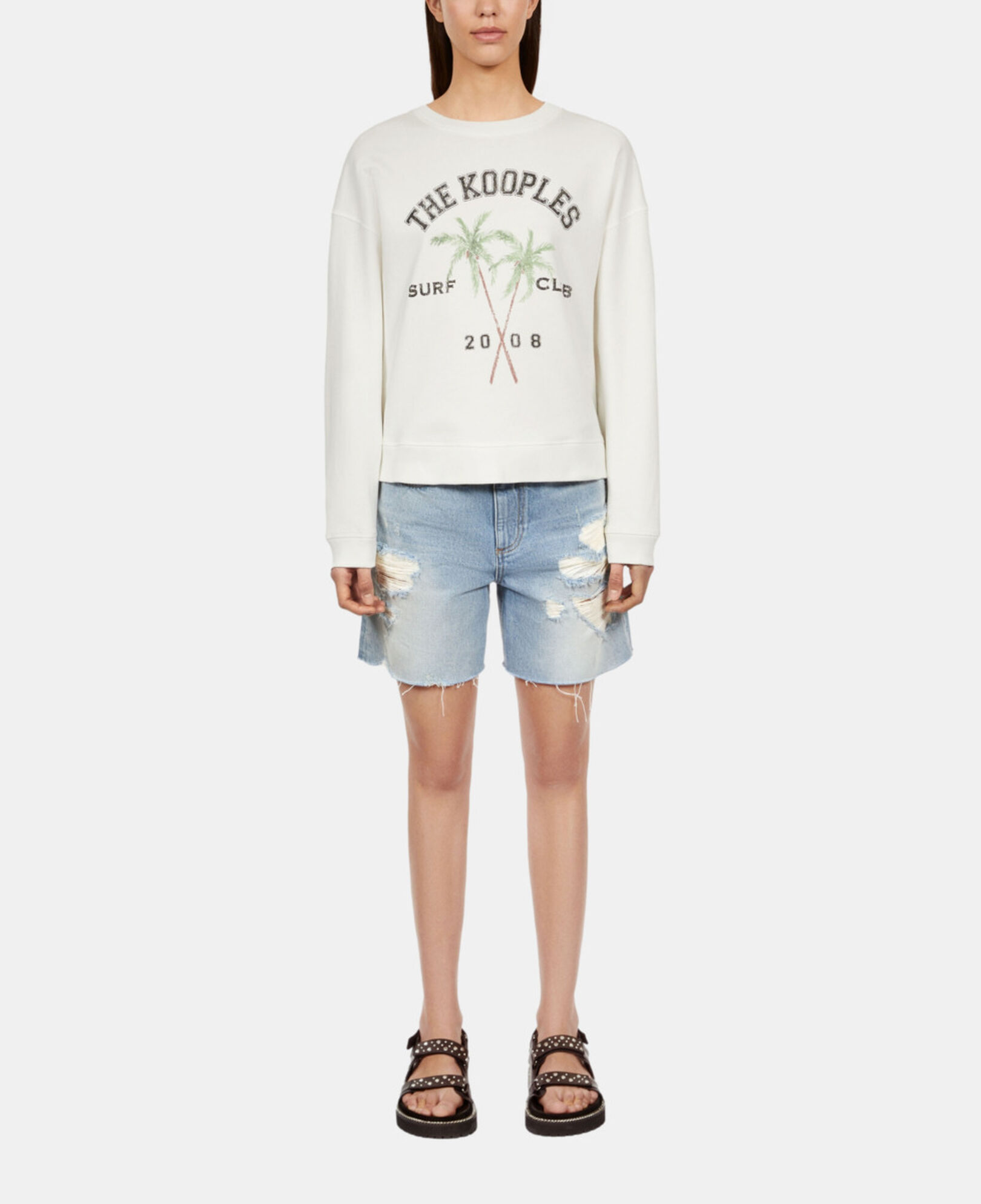 The Kooples WOMEN ECRU ecru sweatshirt with surf club serigraphy