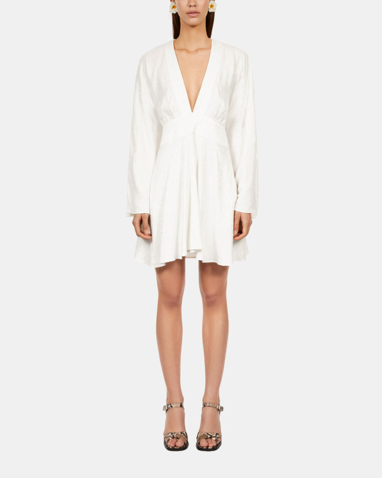 The Kooples WOMEN WHITE short white baroque jacquard dress