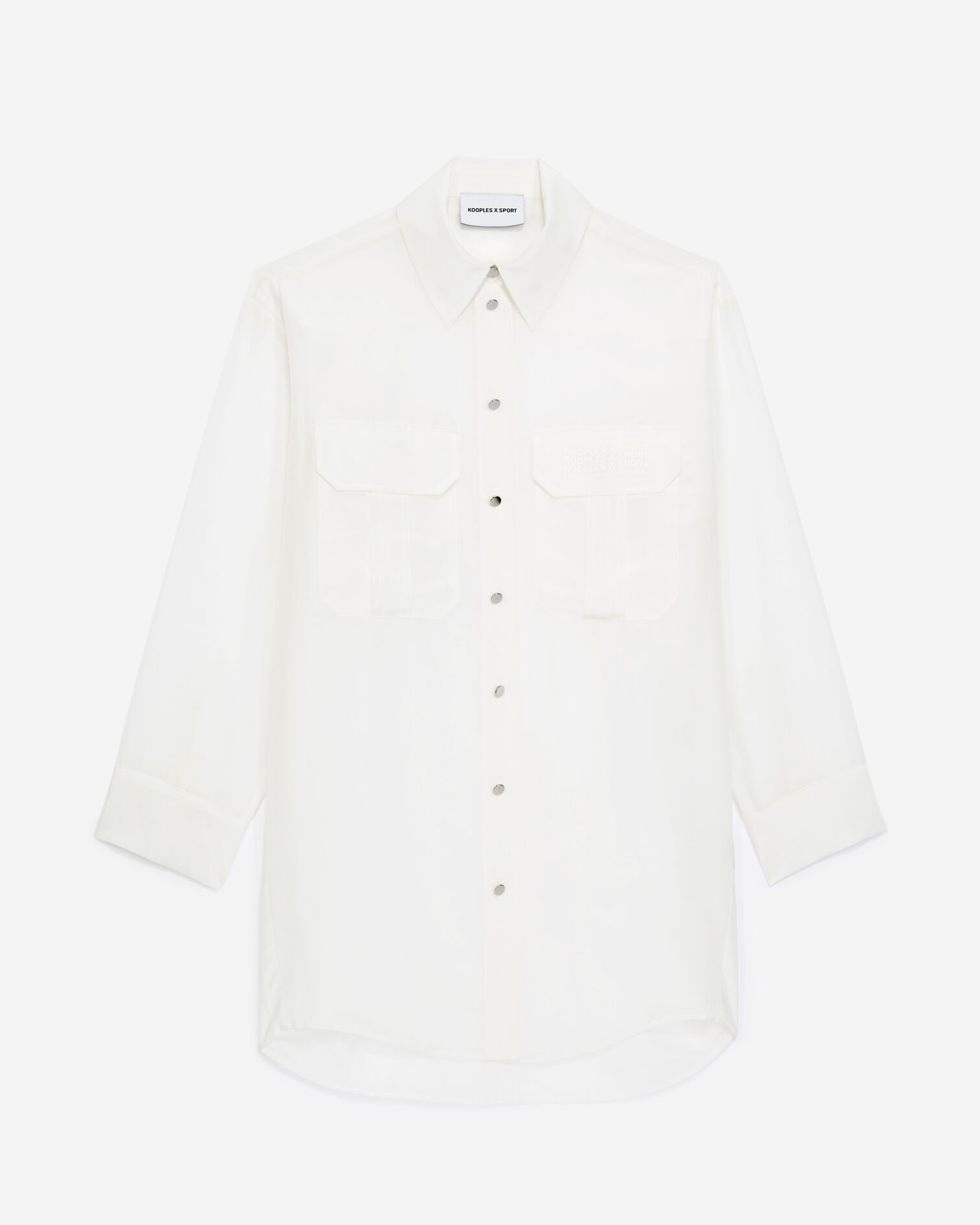 Long white shirt with breast pockets, WHITE, hi-res image number null