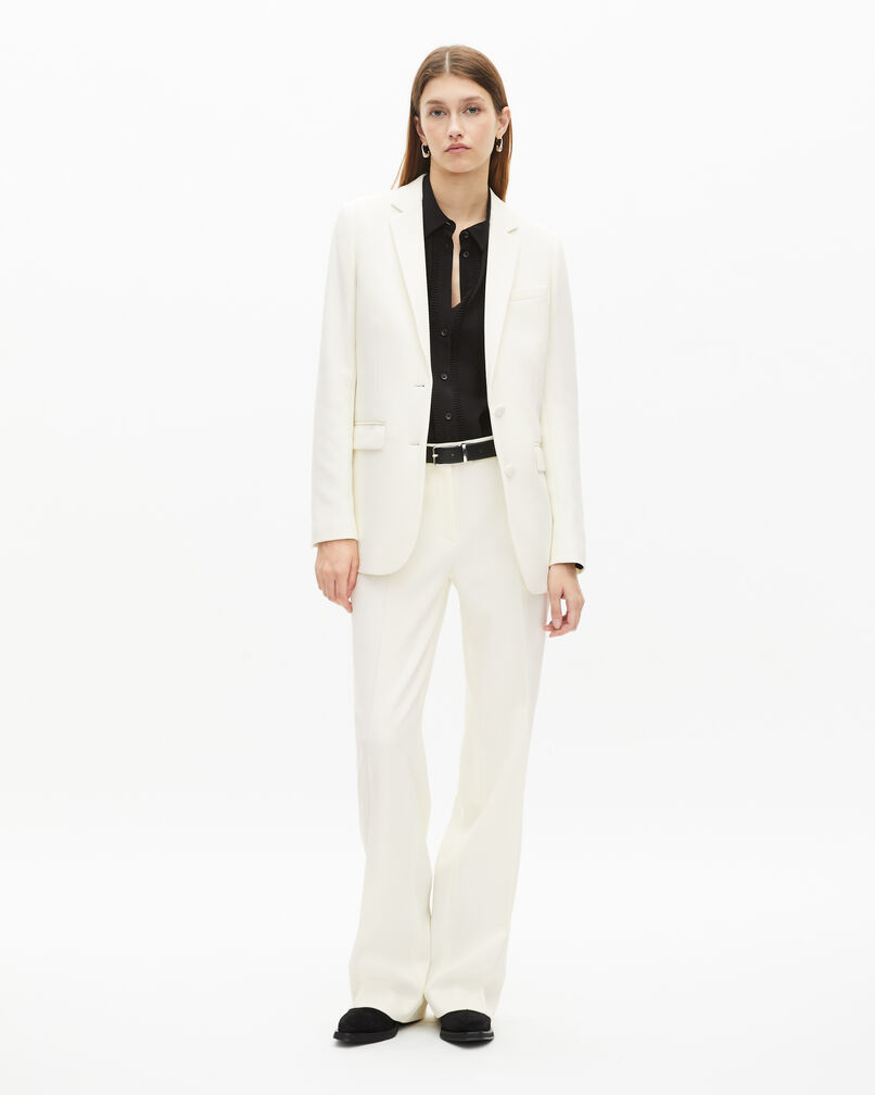 The Kooples FEMME ECRU veste tailleur en crêpe écrue coupe droite