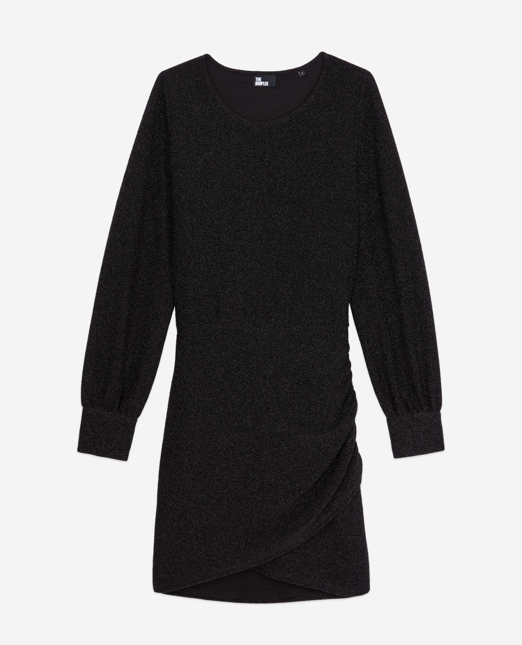 Short black glitter effect dress, BLACK, hi-res image number null