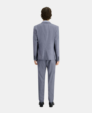 The Kooples H LIGHT BLUE blue and grey checkered wool suit blazer