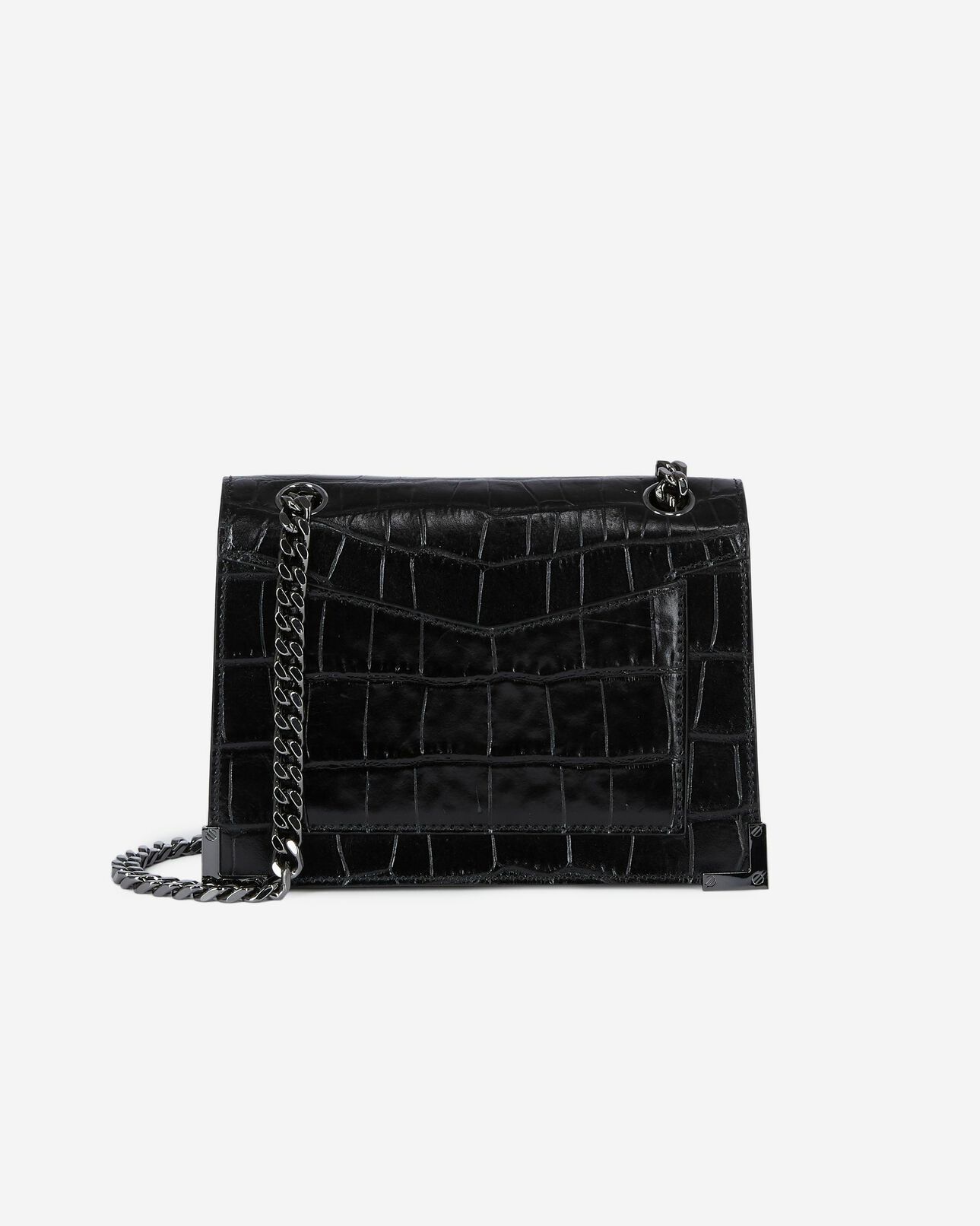 The Kooples FEMME BLACK sac emily small effet crocodile en cuir noir
