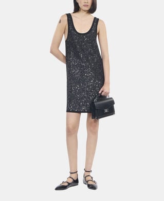 The Kooples WOMEN BLACK black sequin knit short dress
