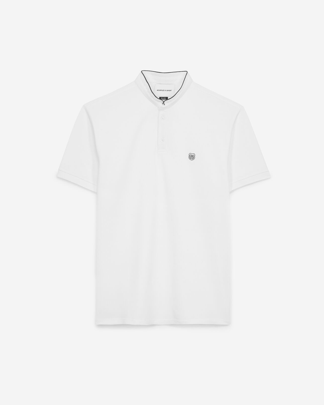 The Kooples MEN WHITE / LEAD GREY white officer collar cotton polo with piping