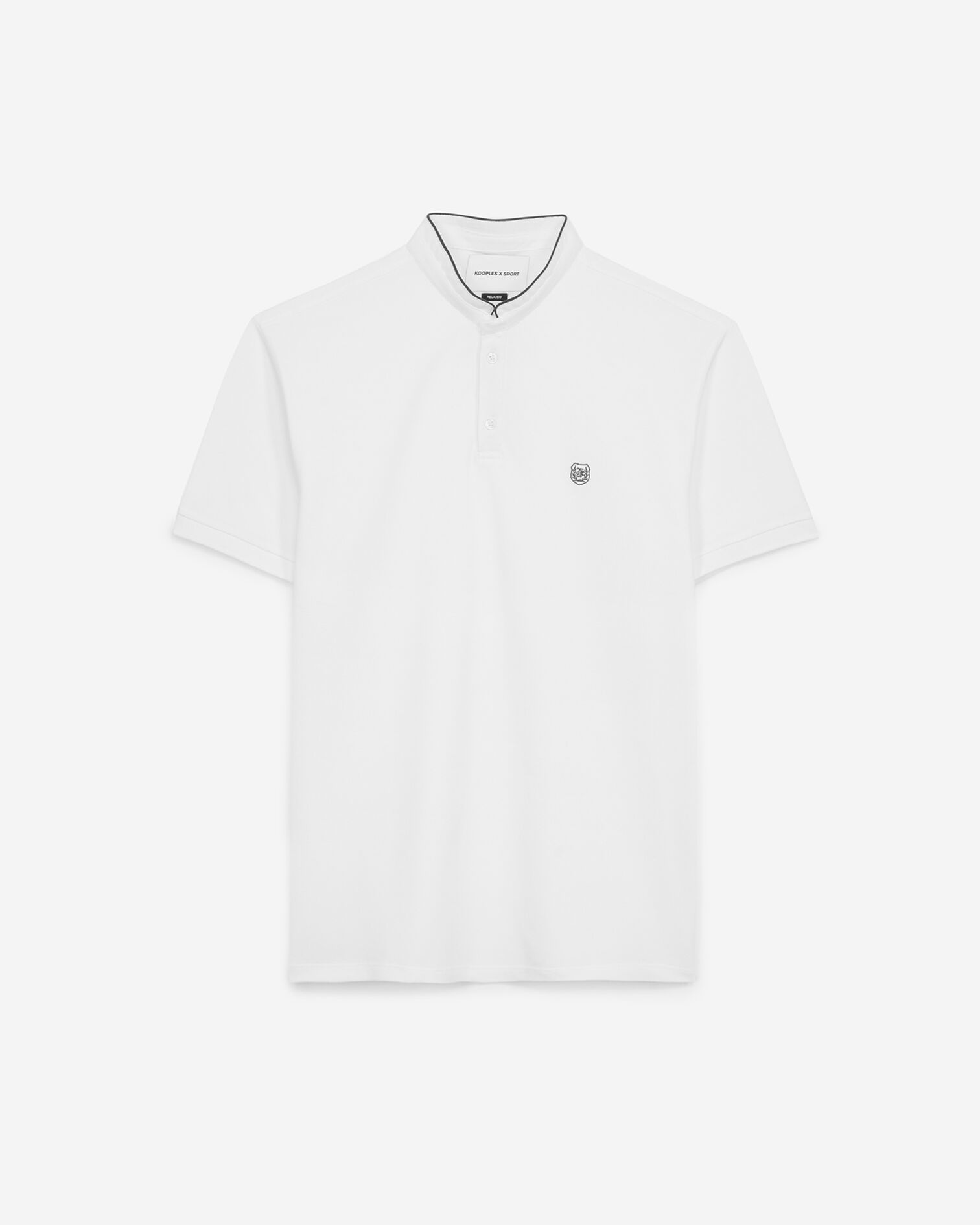 White officer collar cotton polo with piping, WHITE / LEAD GREY, hi-res image number null