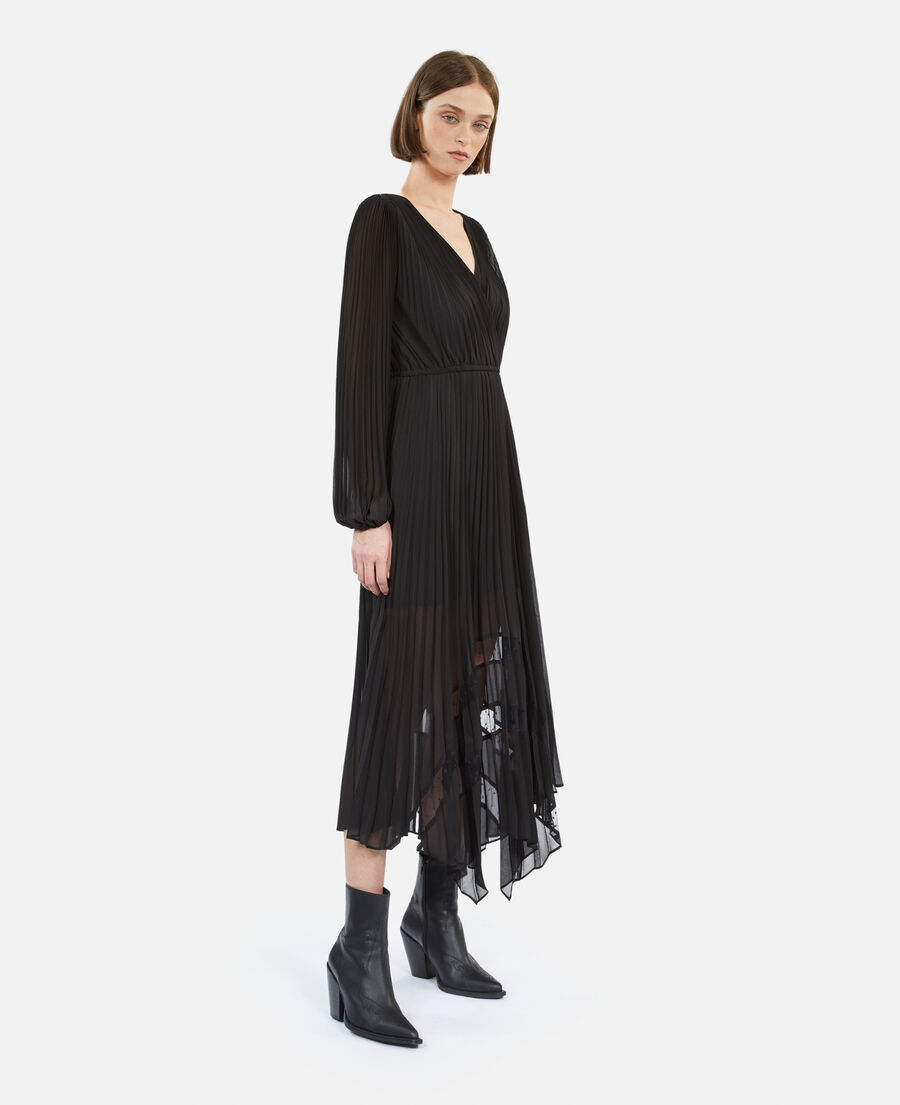 long black pleated dress