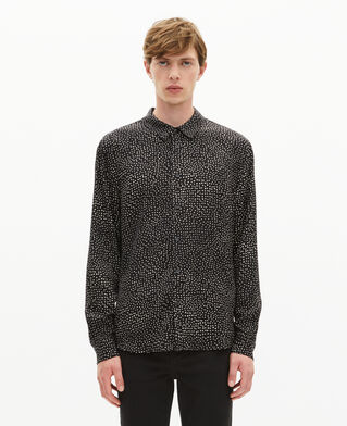 The Kooples MEN BLACK WHITE white and black micro dot print shirt