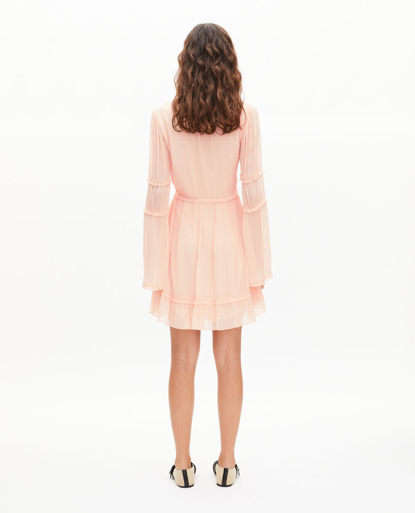 The Kooples WOMEN NUDE POUDRE short ruffled peach dress