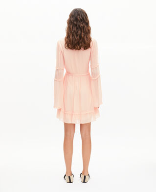 The Kooples F NUDE POUDRE short ruffled peach dress