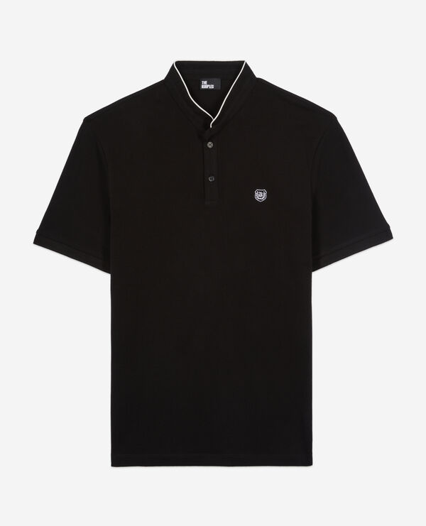 black pique cotton polo t-shirt
