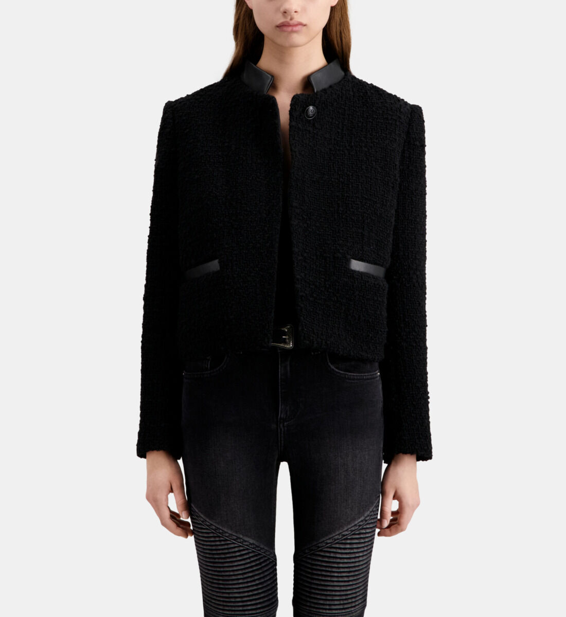Short black tweed jacket new arrivals