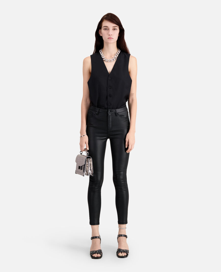 black leather-effect jeans