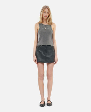 The Kooples F BLACK short black leather skirt