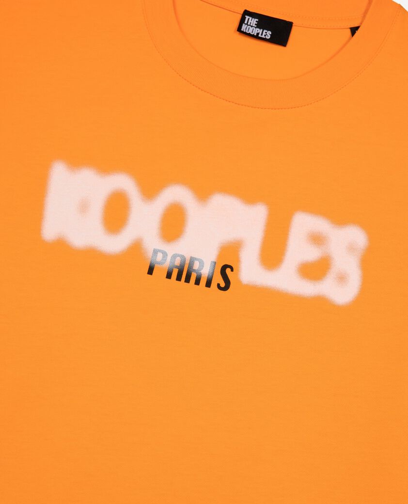 The Kooples MEN ORANGE t-shirt with orange logo screen print