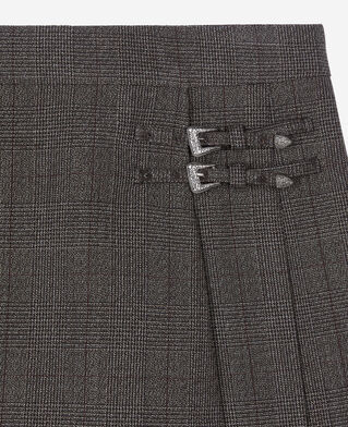 The Kooples WOMEN BROWN prince de galles short skirt in brown wool