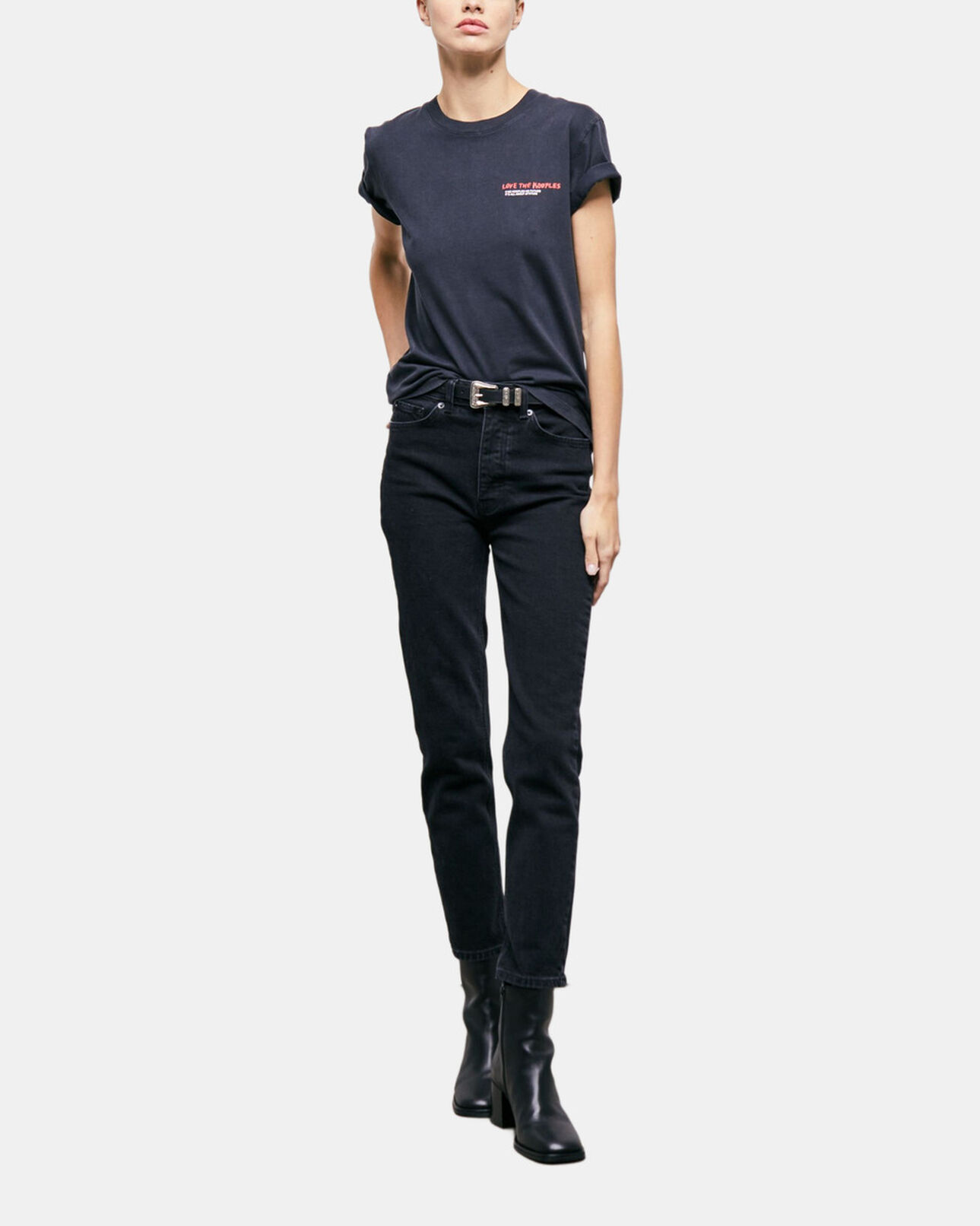 The Kooples FEMME BLACK WASHED jean slim noir