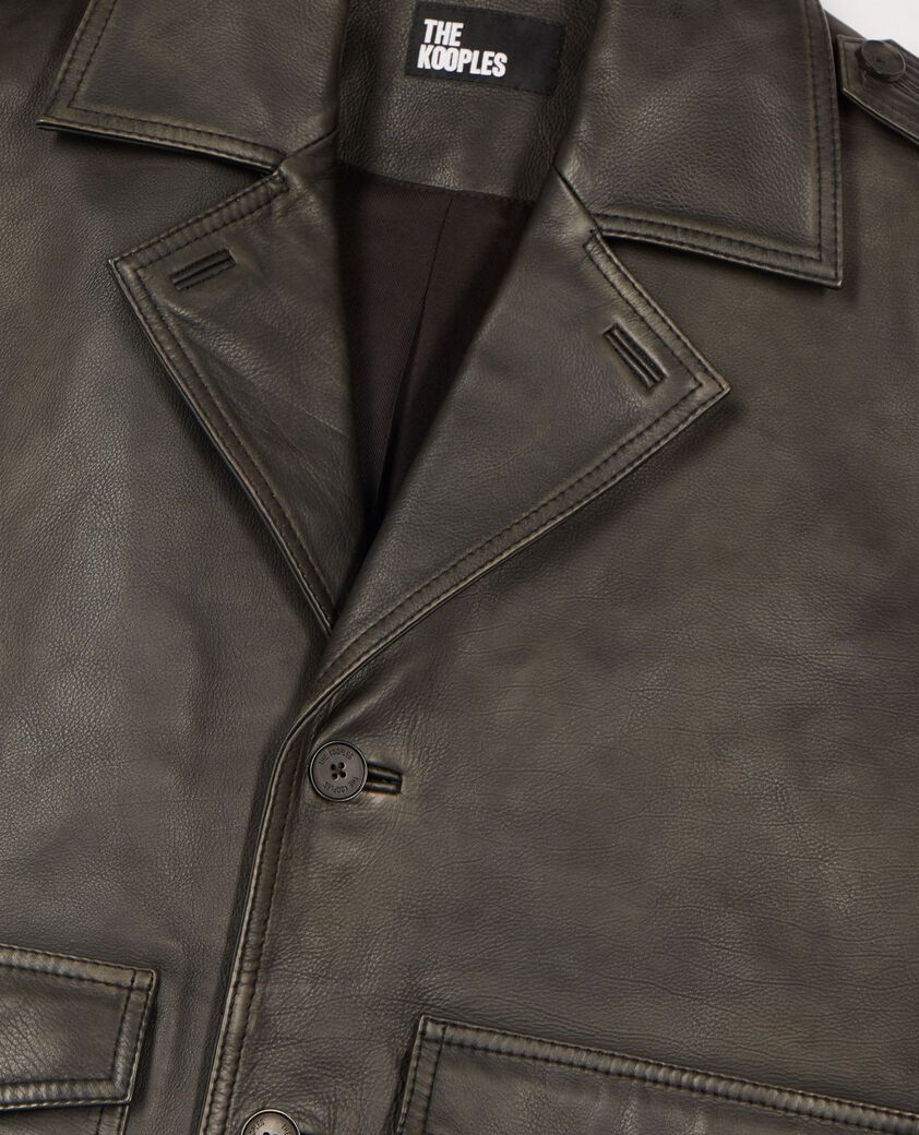 The Kooples HOMME BLACK blouson boutonn&eacute; en cuir noir