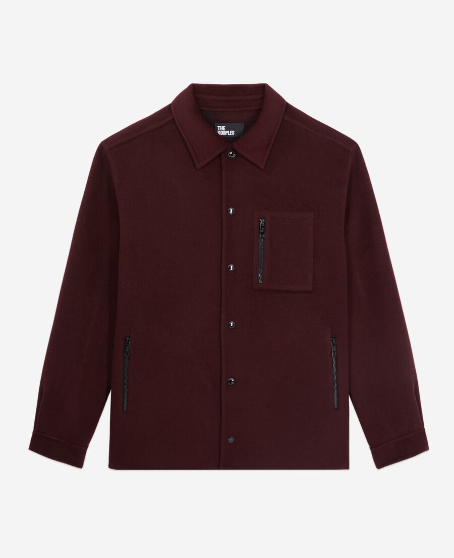 The Kooples H BORDEAUX / NAVY burgundy wool-blend overshirt jacket