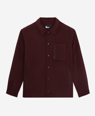 The Kooples H BORDEAUX / NAVY burgundy wool-blend overshirt jacket