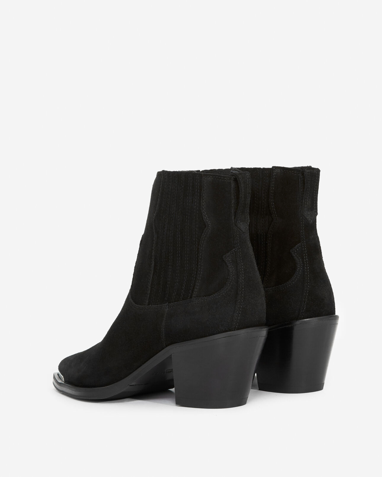 The Kooples WOMEN BLACK western-style black suede ankle boots