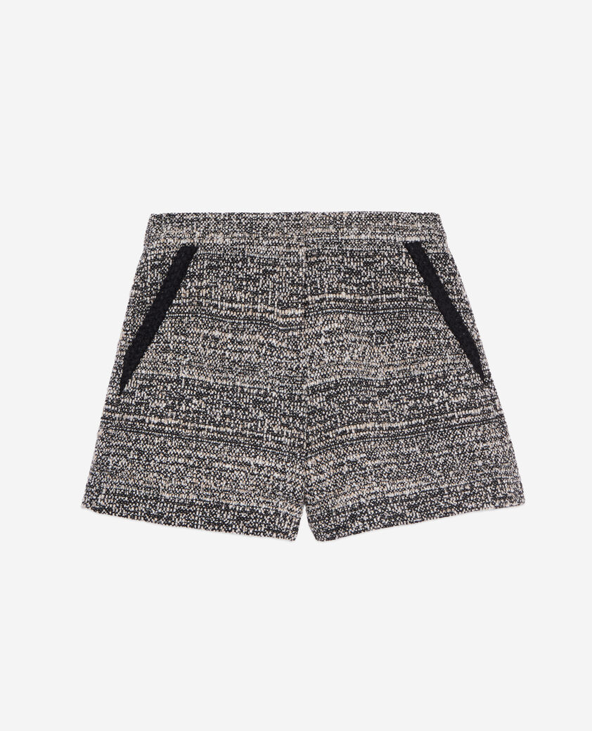 The Kooples WOMEN BLACK WHITE black and white tweed shorts