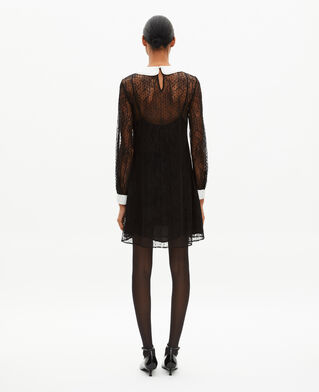 The Kooples F BLACK short dress in black plumetis lace and rhinestones