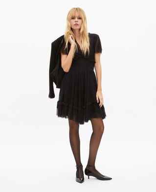 The Kooples DAMEN BLACK schwarzes kurzes t&uuml;llkleid