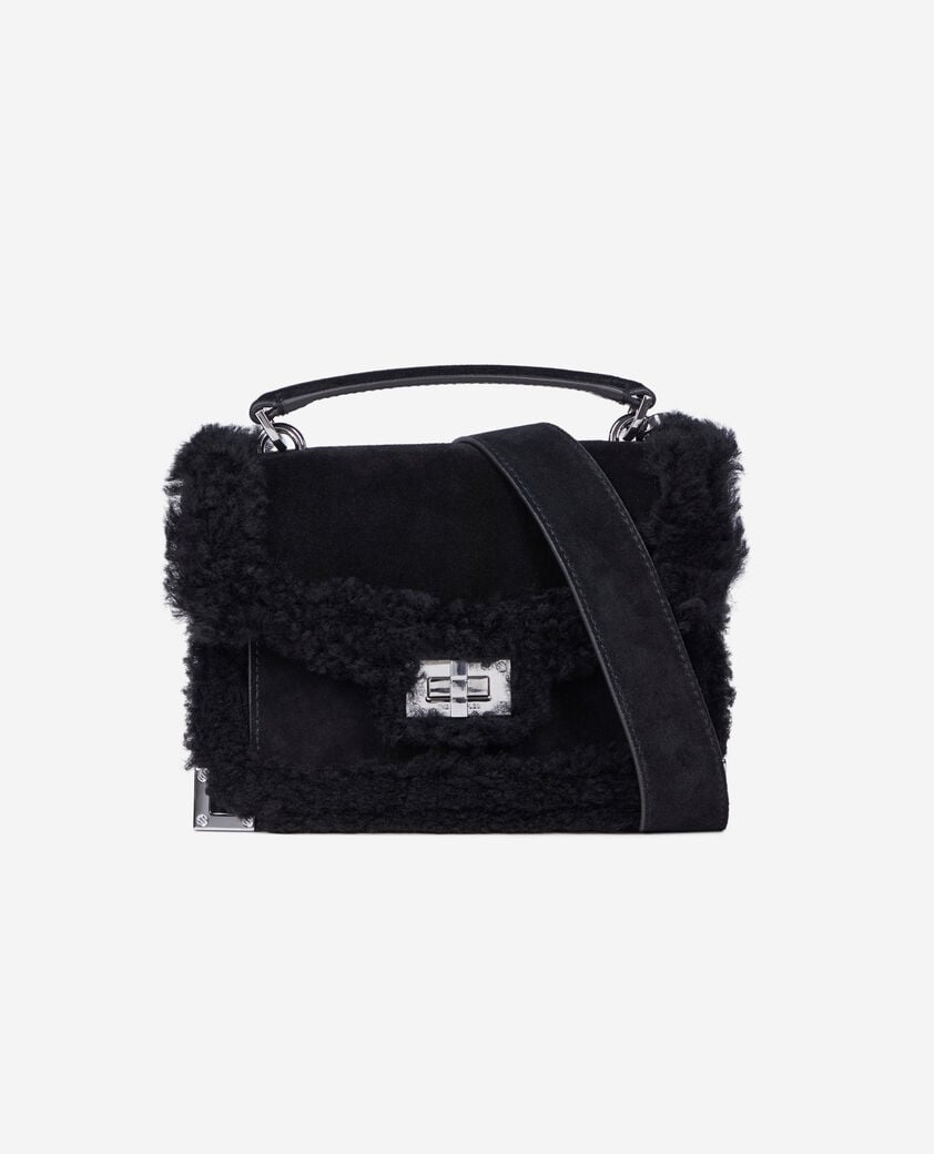 The Kooples FEMME BLACK sac emily small cuir su&egrave;de noir