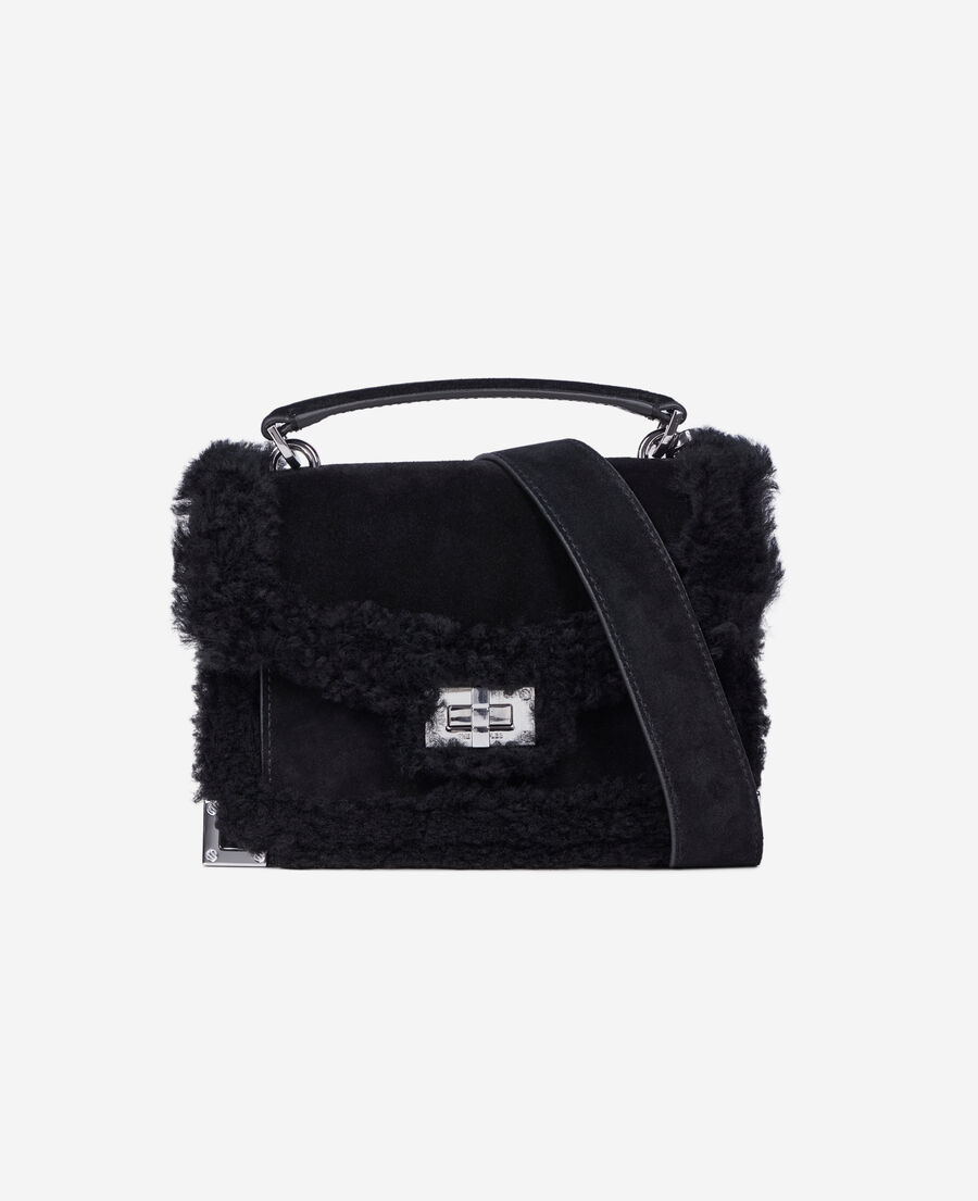 The Kooples FEMME BLACK sac emily small cuir su&egrave;de noir