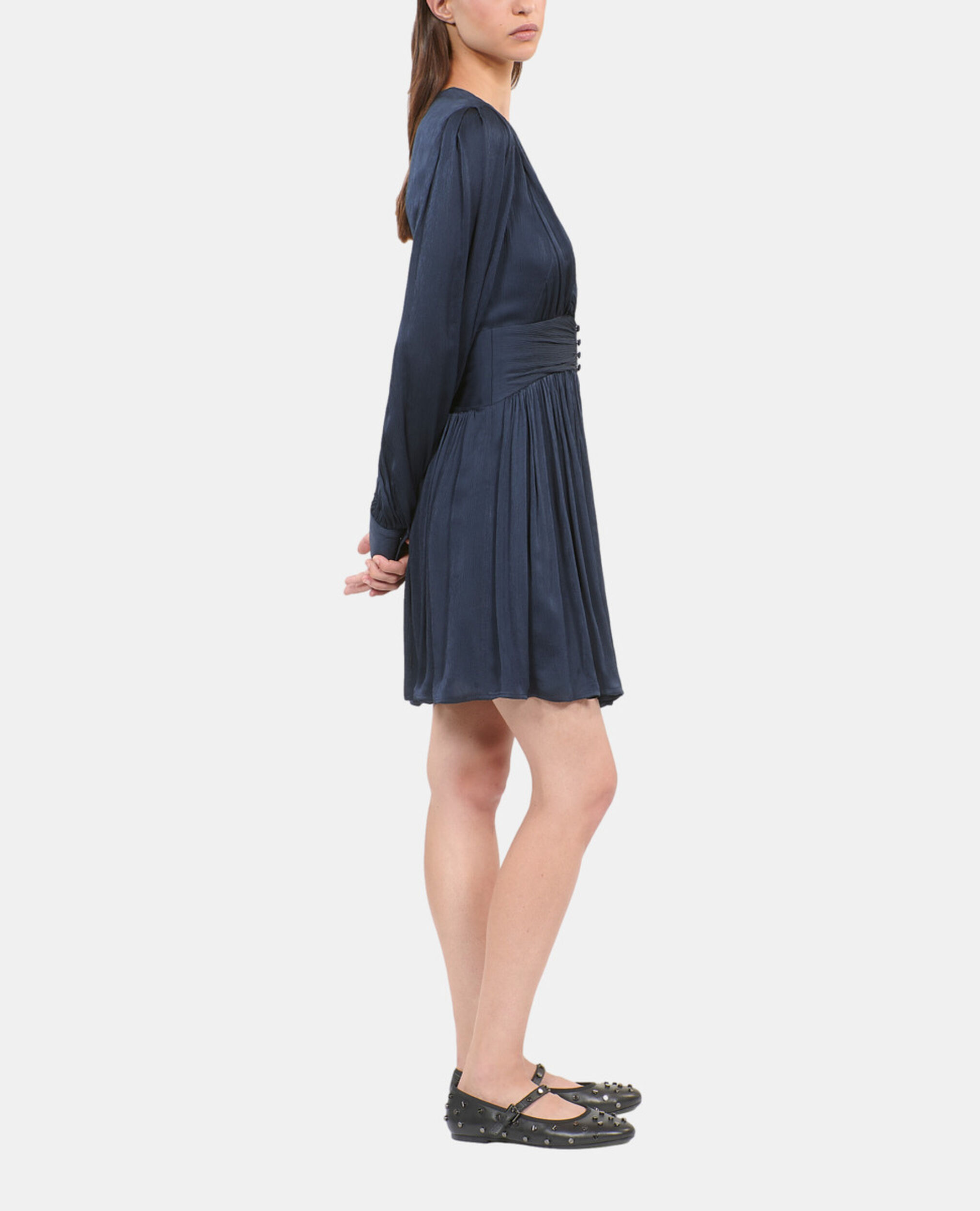 Robe courte tissu crinckle bleu marine, DARK NAVY, hi-res image number null