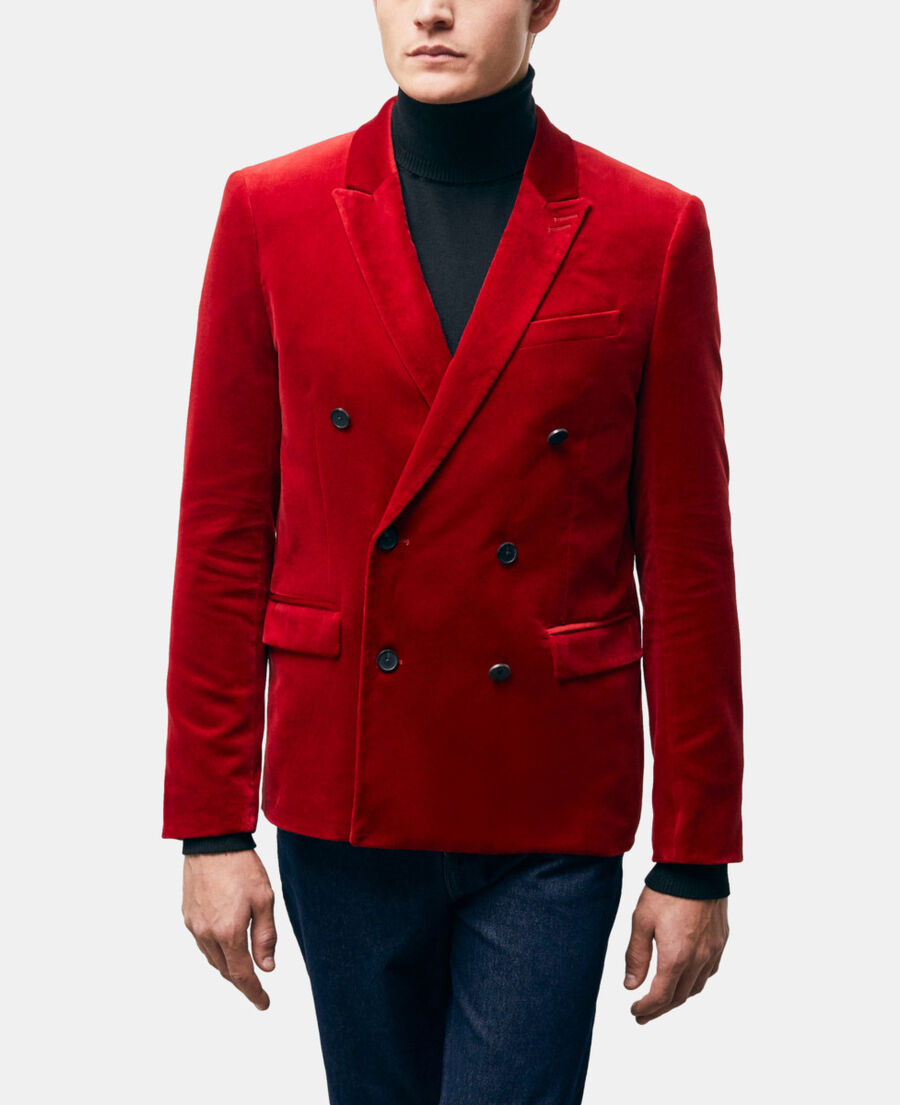 red double-breasted suit vest