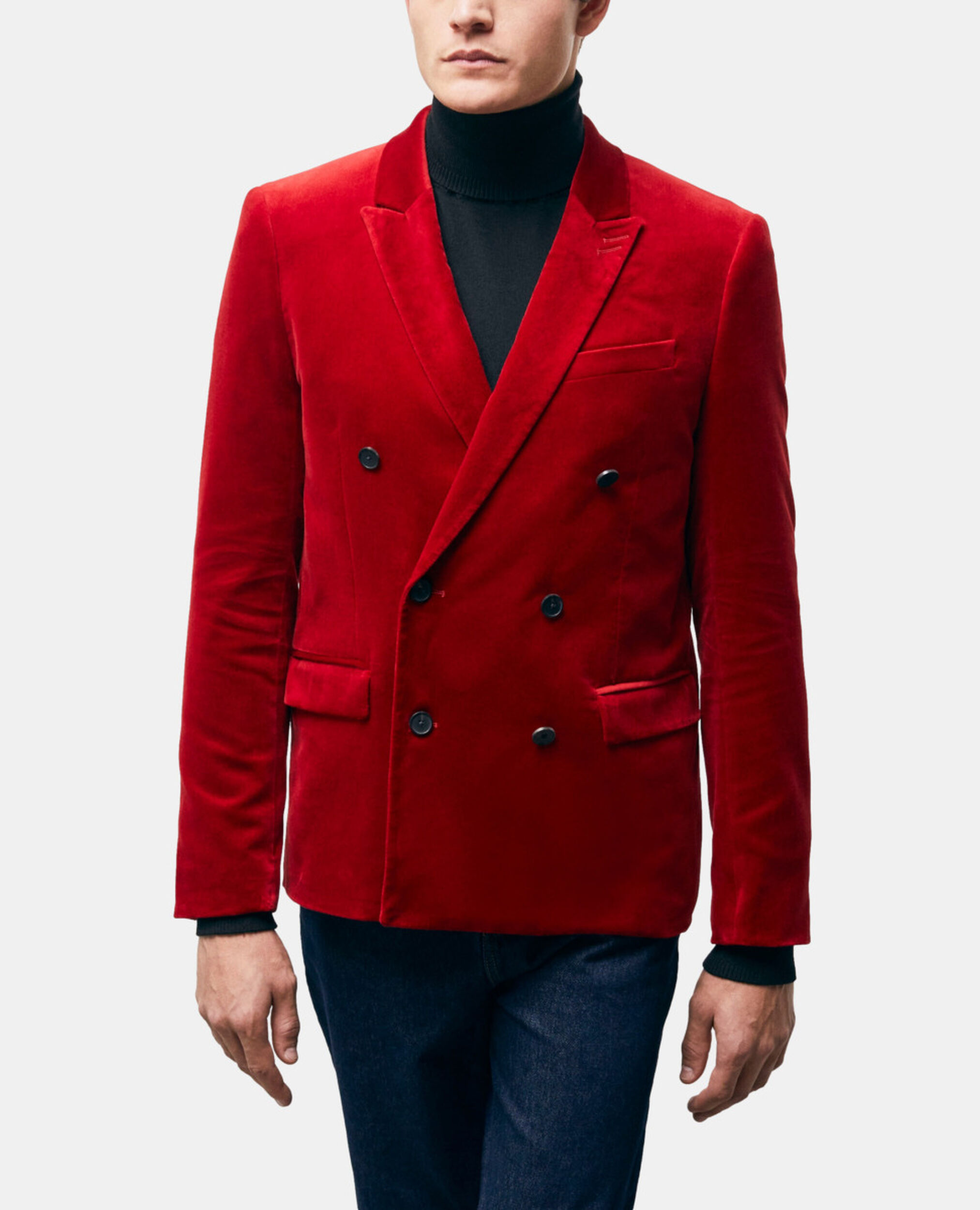 Red double-breasted suit vest, RED, hi-res image number null