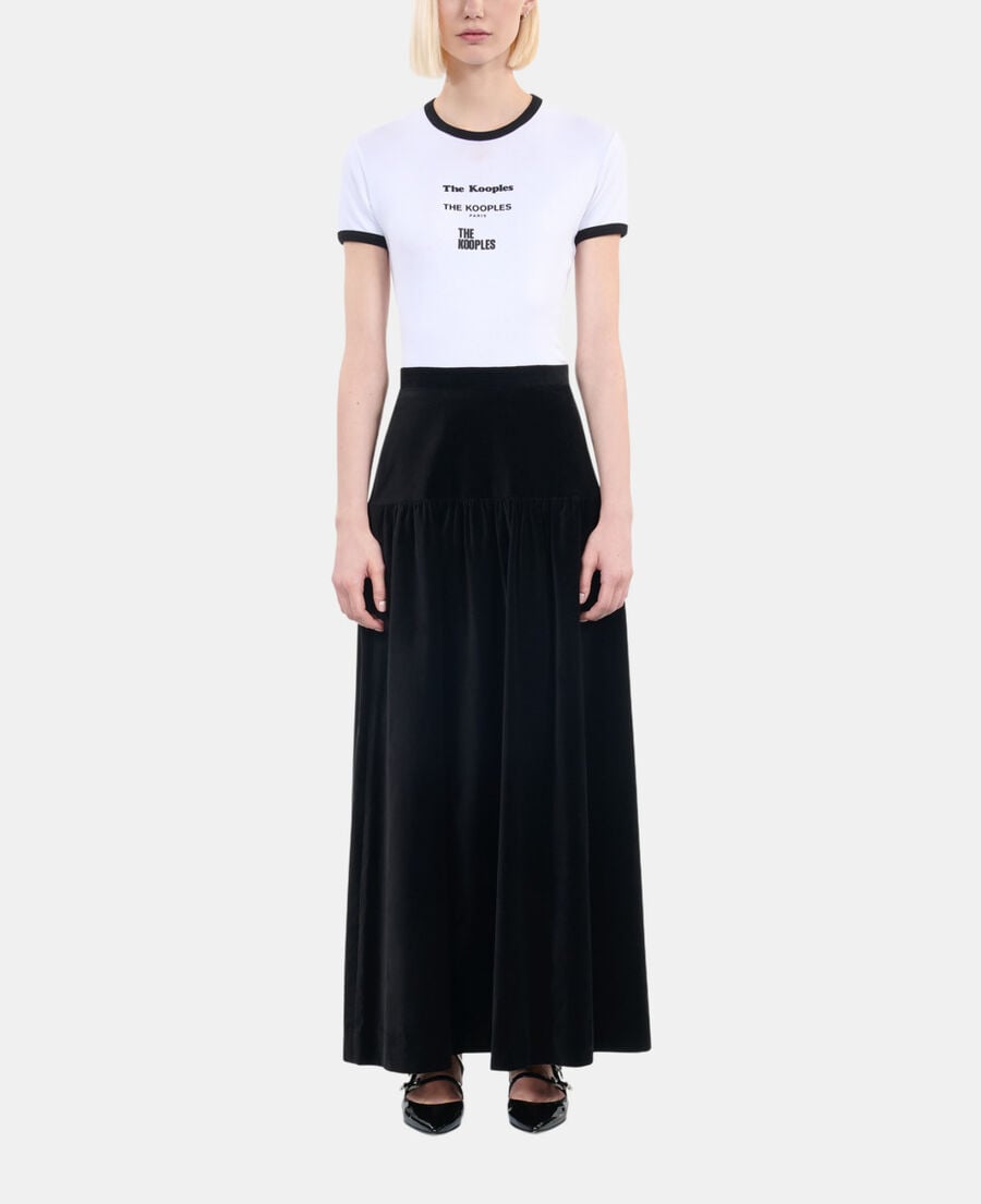 The Kooples FEMME BLACK jupe longue en velours noir