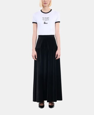 The Kooples FEMME BLACK jupe longue en velours noir