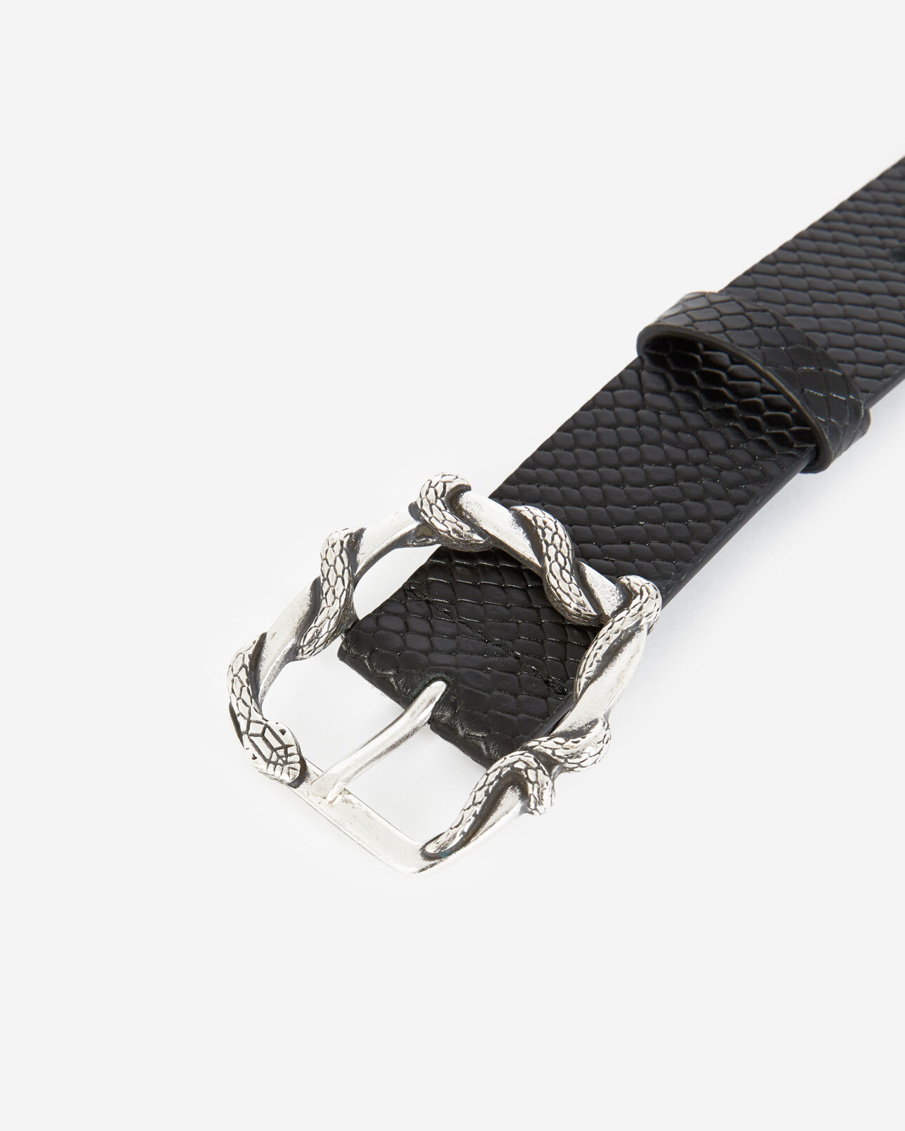 The Kooples FEMME BLACK ceinture cuir simple noire boucle argent