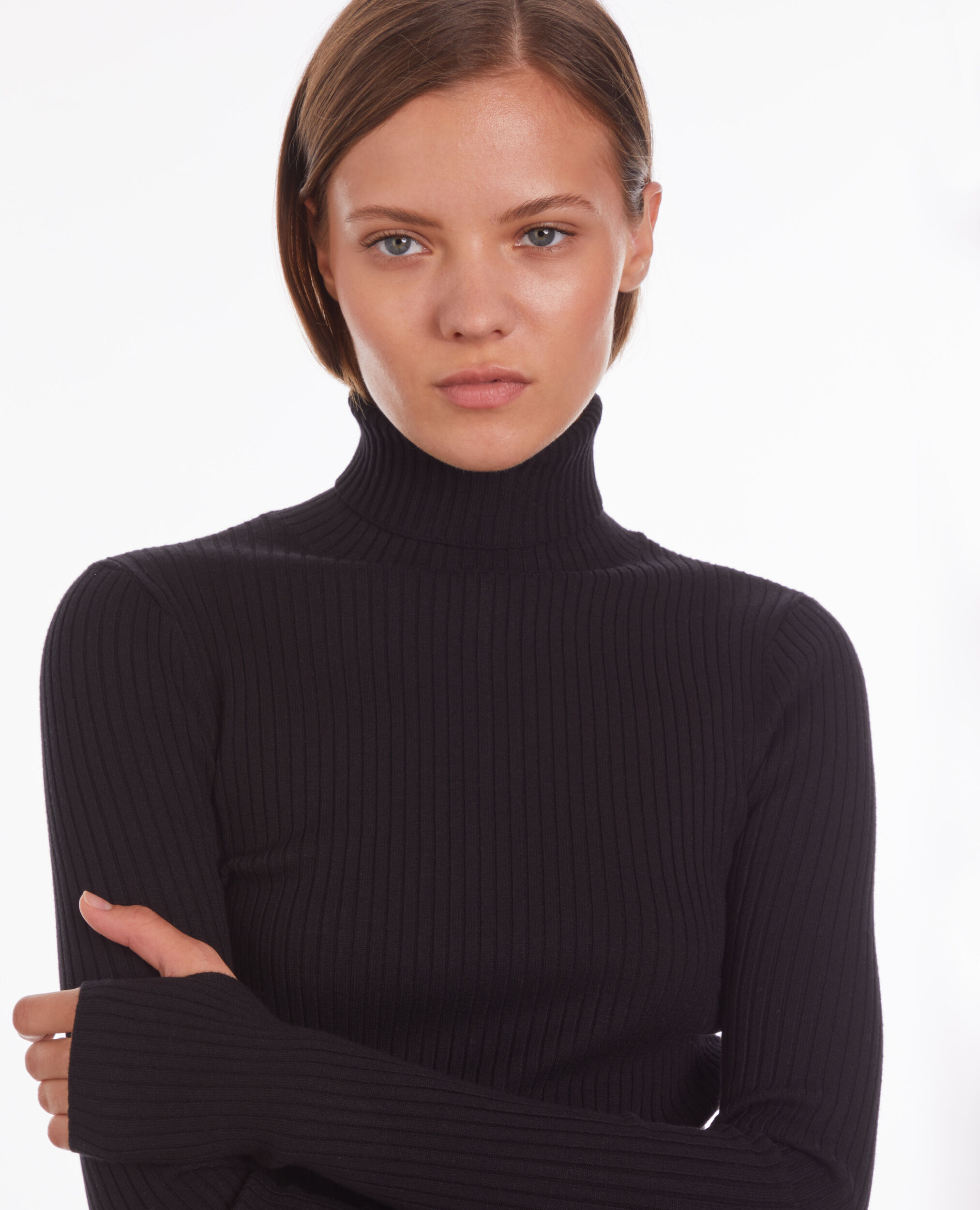 Jersey negro punto fino acanalado, BLACK, hi-res image number null