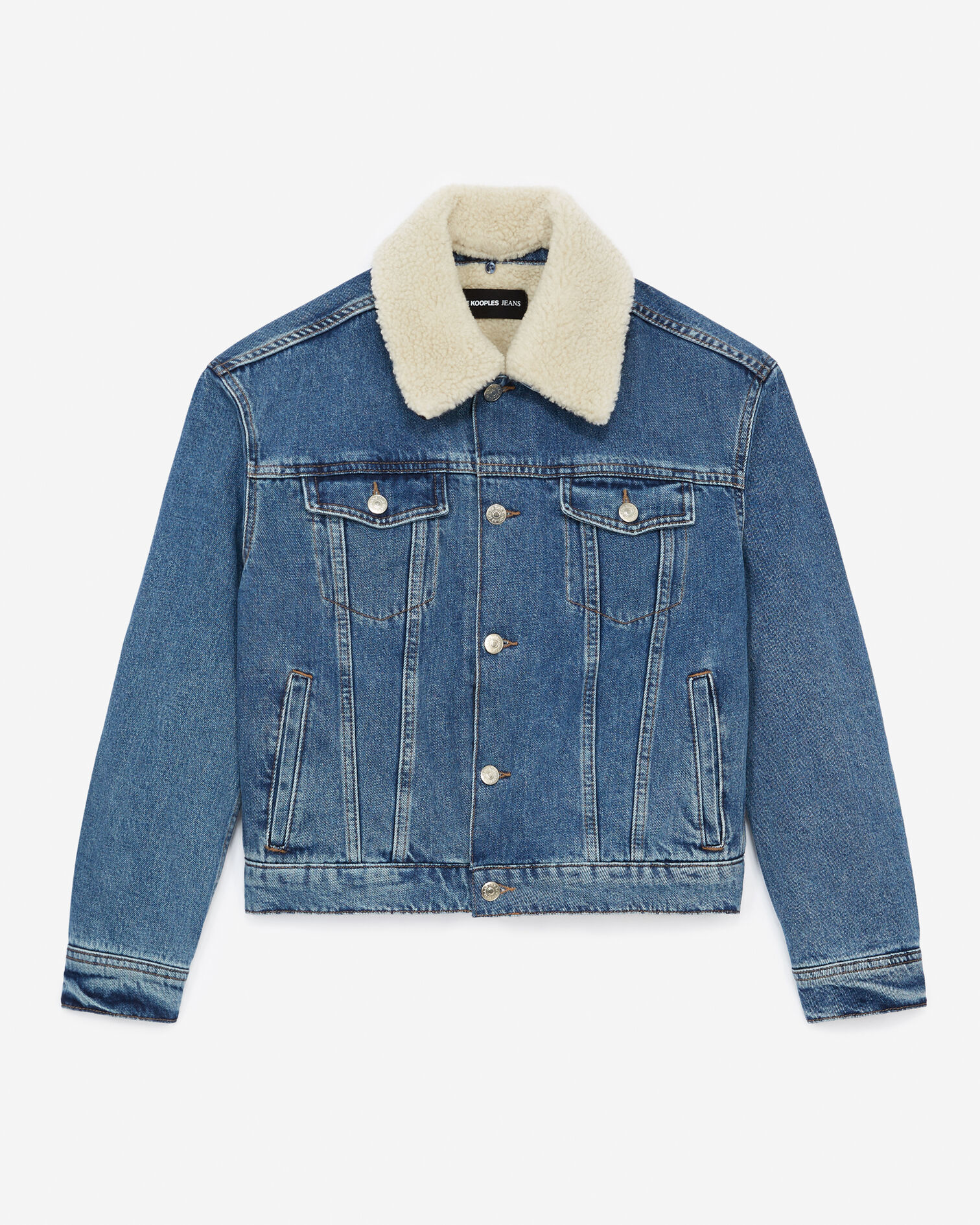 Blue jean jacket with lined collar, BLUE DENIM, hi-res image number null