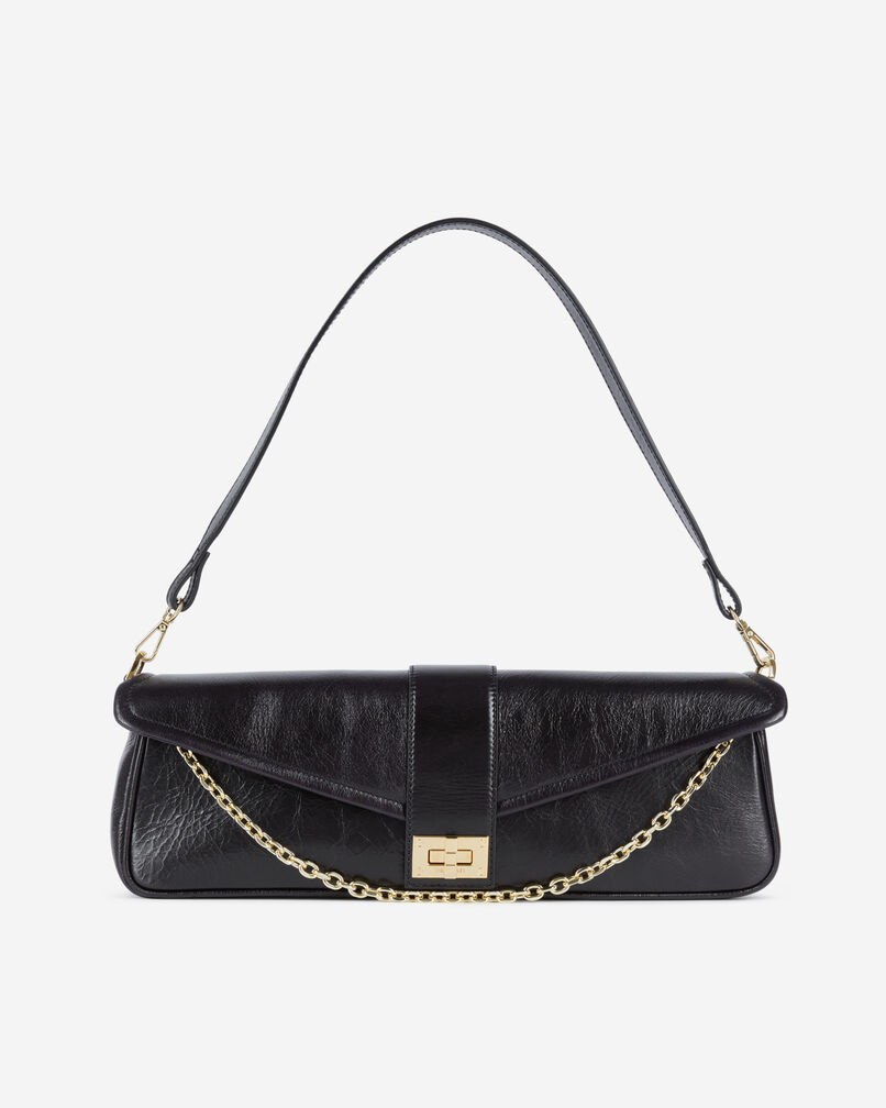 The Kooples WOMEN BLACK long black leather clutch bag