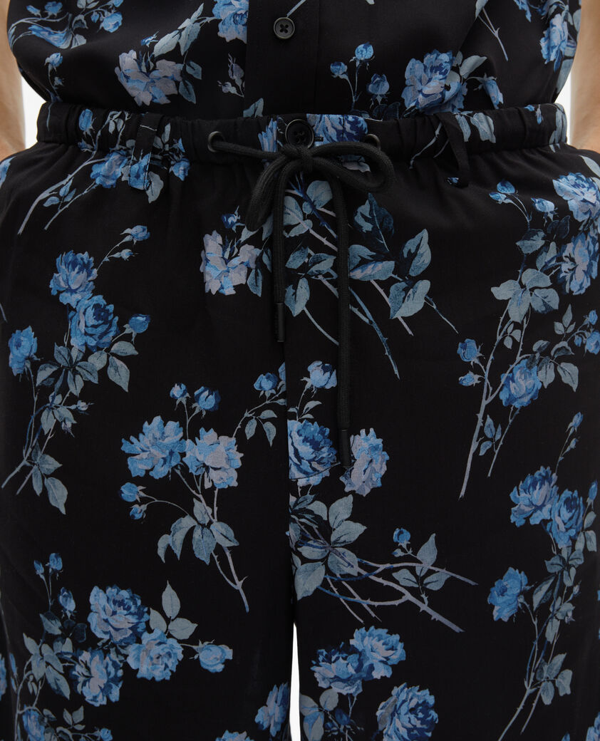 The Kooples MEN BLACK BLUE black floral print bermuda shorts