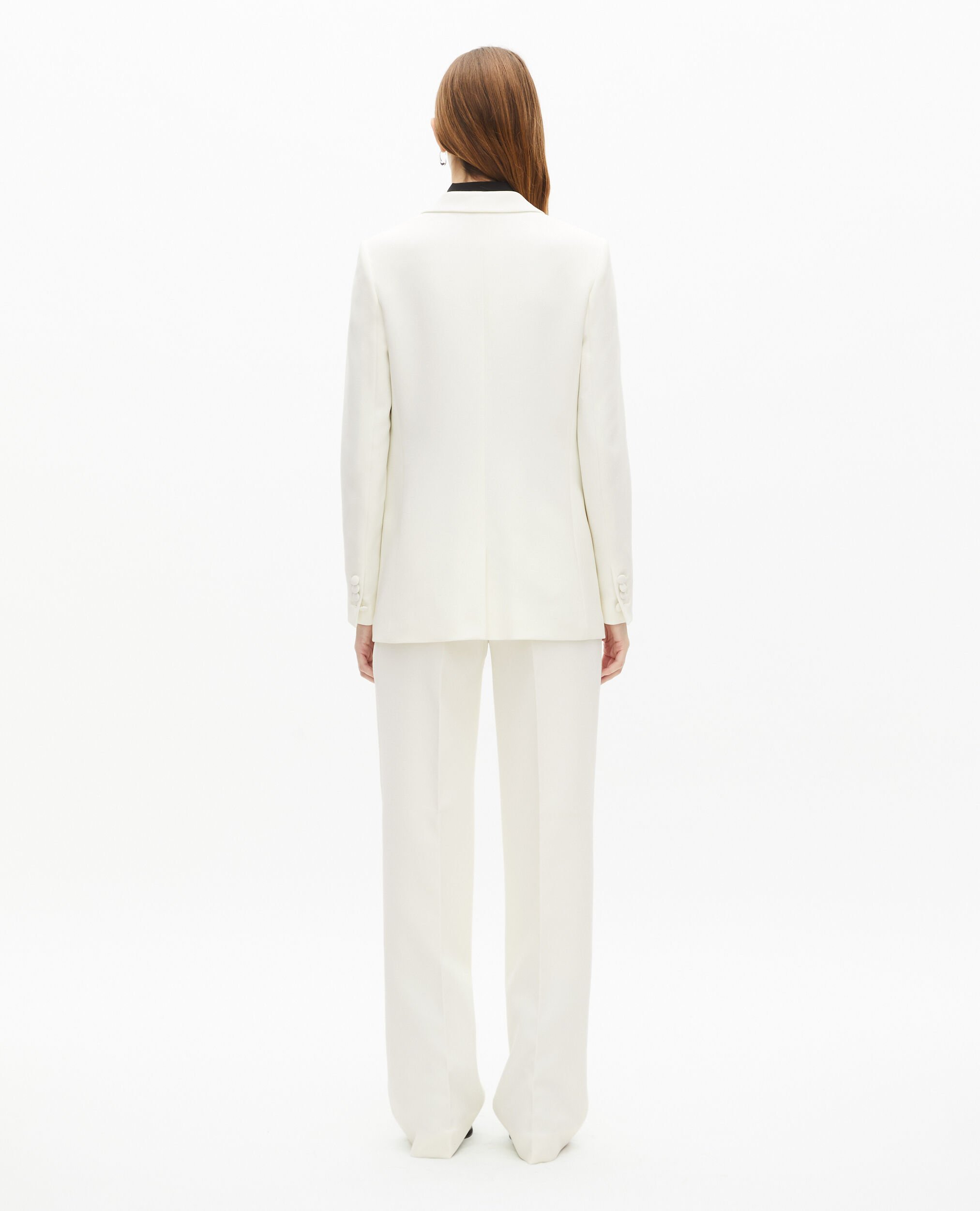 Off-white straight-cut crepe suit jacket, ECRU, hi-res image number null