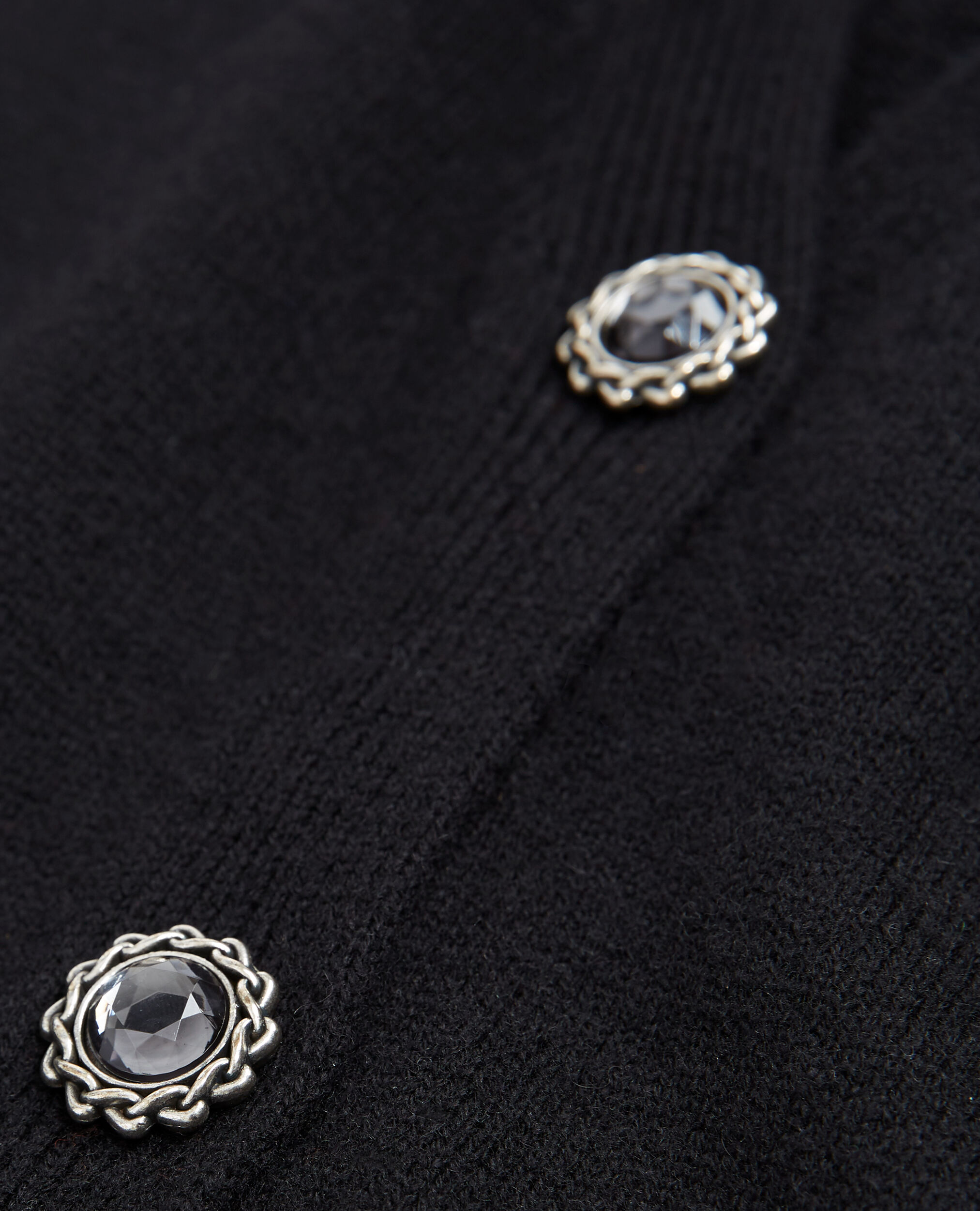 Sleeveless wool cardigan with jewel buttons, BLACK, hi-res image number null