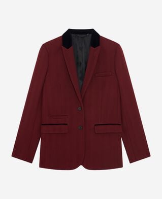 The Kooples DAMEN WINE RED jacke mit samtkragen in bordeaux