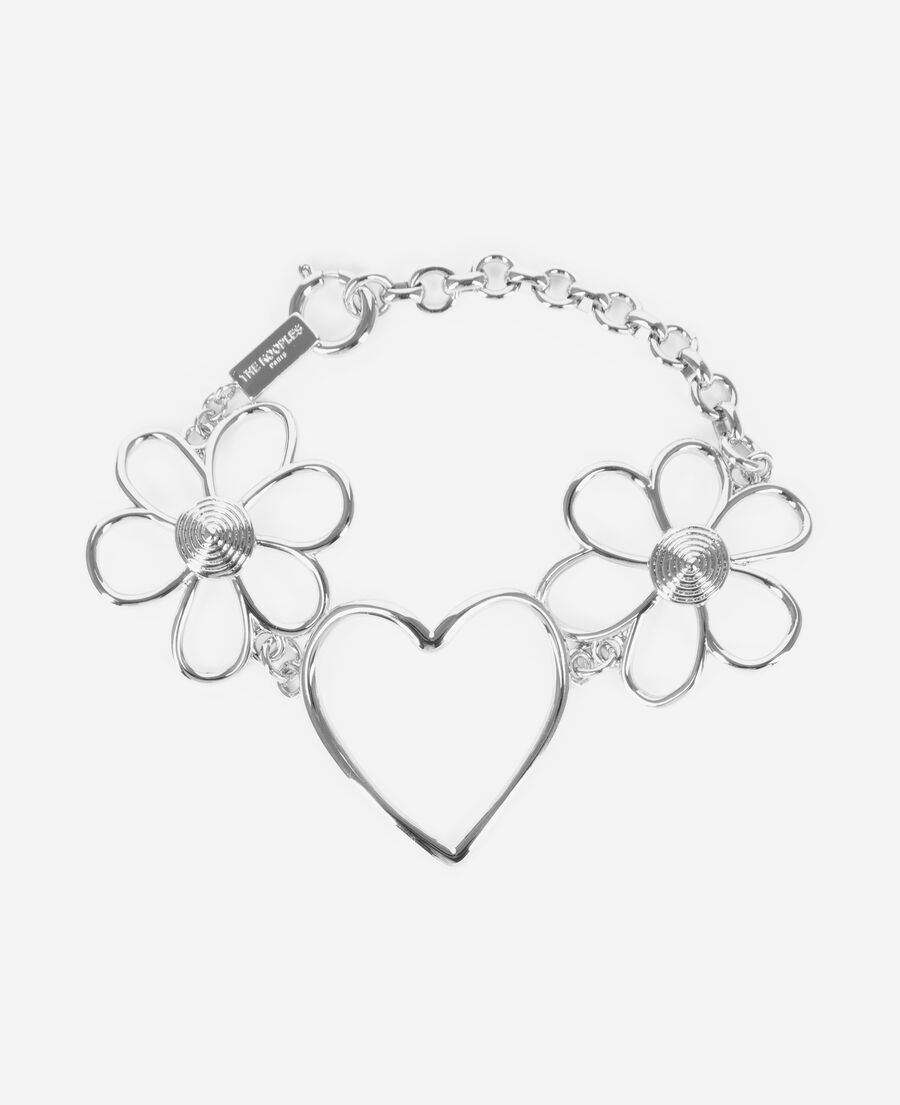 The Kooples DAMEN SILVER silbernes armband mit herzen und blumen