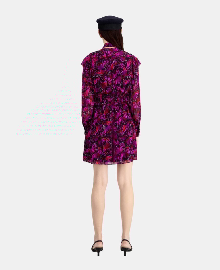 The Kooples F PINK short printed dress with ruffles