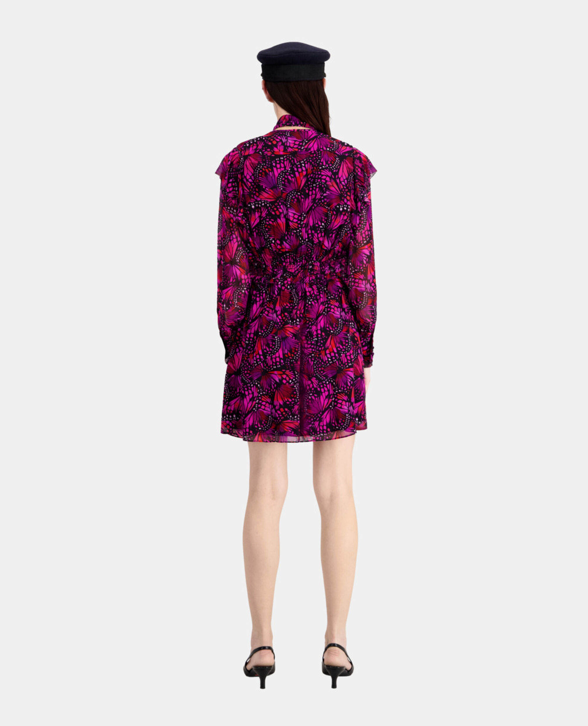 Short printed dress with ruffles, PINK, hi-res image number null
