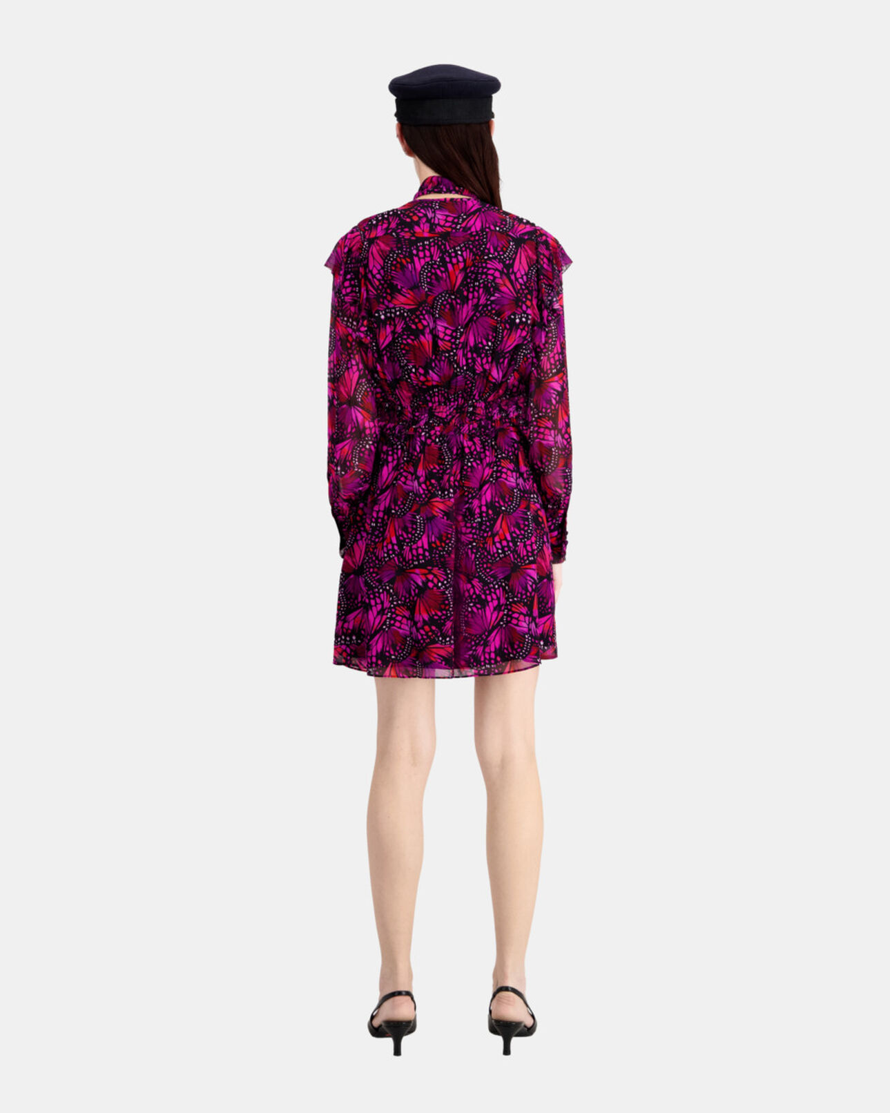 The Kooples WOMEN PINK short printed dress with ruffles
